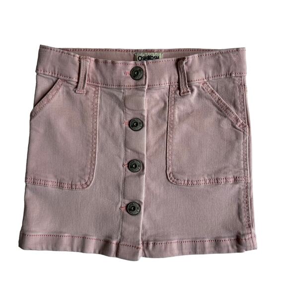 Osh Kosh B’gosh‎ Snap Front Skirt Stretch Denim Light Pink Size 4 EUC - Picture 1 of 7